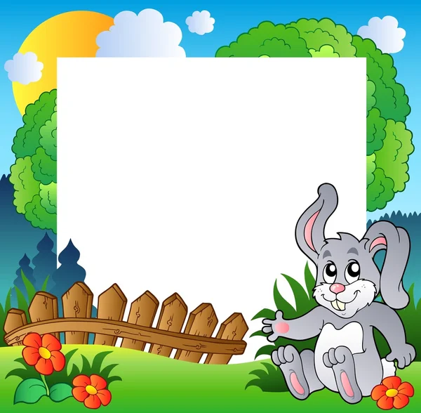Pasen frame met happy bunny — Stockvector