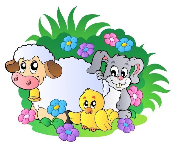 Grupo Animais Primavera Ilustração Vetorial —  Vetores de Stock