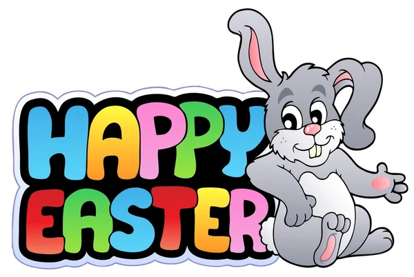 Happy Easter Sign Happy Bunny Vector Illustration — Stock Vector