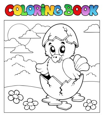 Coloring book with Easter theme 3 clipart