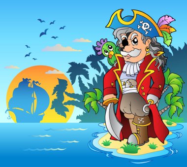 Noble corsair standing on island clipart