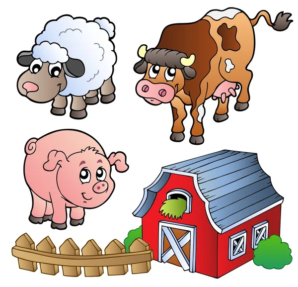 Çeşitli çiftlik hayvanları topluluğu — Stok Vektör