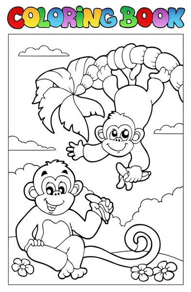 Kleurboek met twee apen — Stockvector