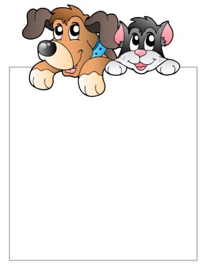 Blank frame with lurking pets clipart