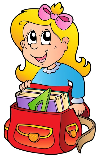 Cartoon fille avec sac d'école — Image vectorielle