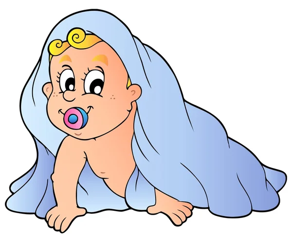 Gatear bebé en toalla — Vector de stock