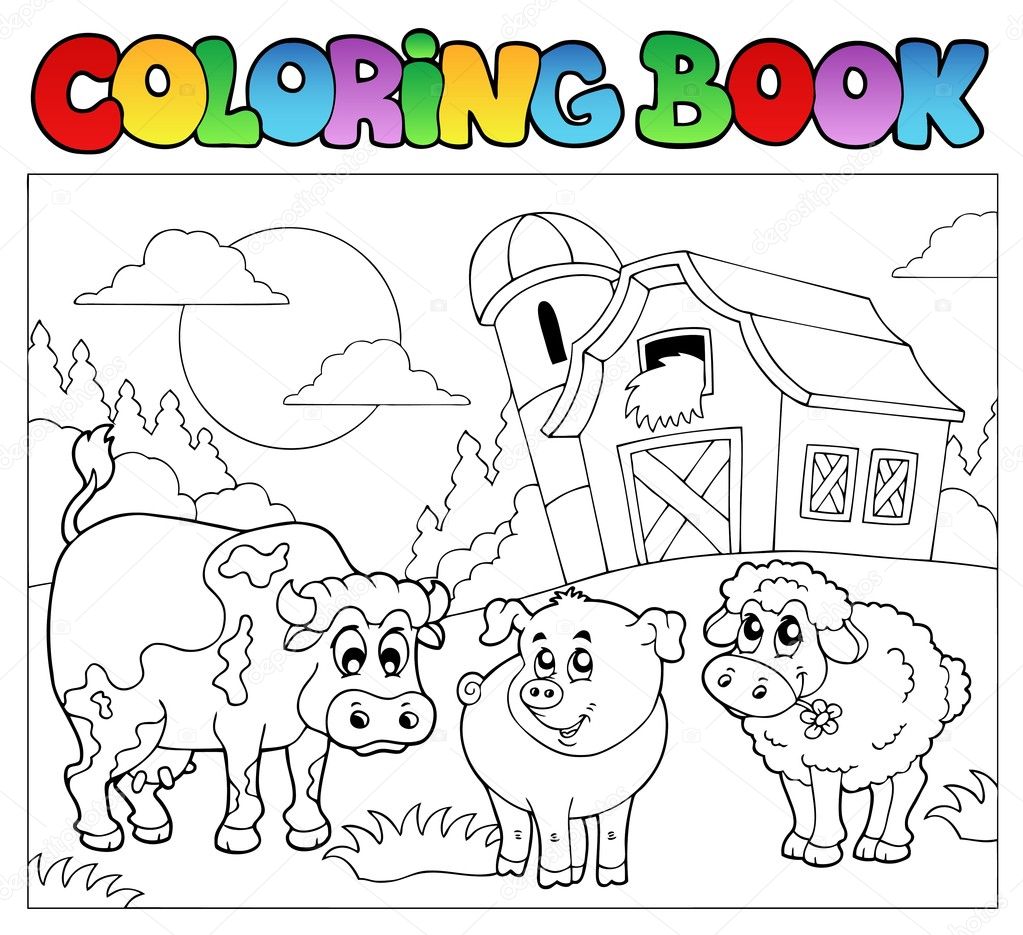 Livre de coloriage avec des animaux de ferme 3 illustration vectorielle — Vecteur par clairev
