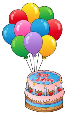 Birthday theme with cake 2 clipart