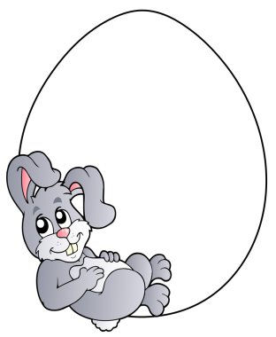 Bunny in blank Easter egg clipart