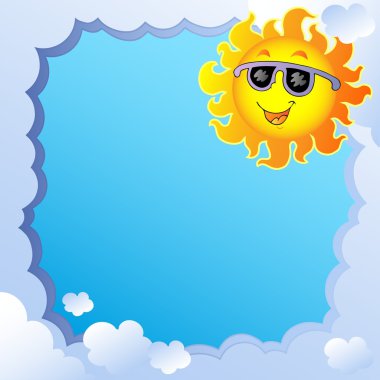 Cloudy frame with Sun 1 clipart