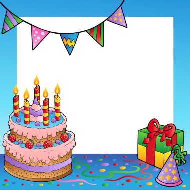 Frame with birthday theme 1 clipart