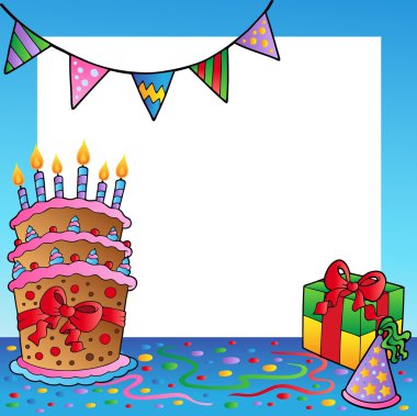 Frame with birthday theme 2 clipart