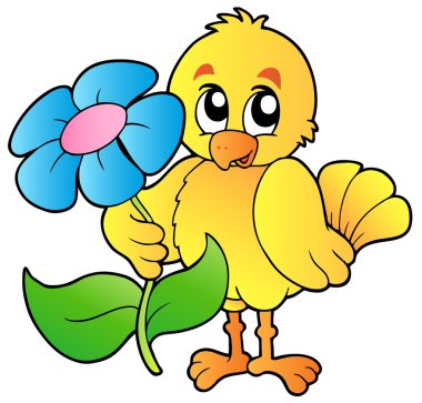 Chicken holding big flower clipart