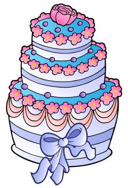 Wedding cake with ribbon clipart