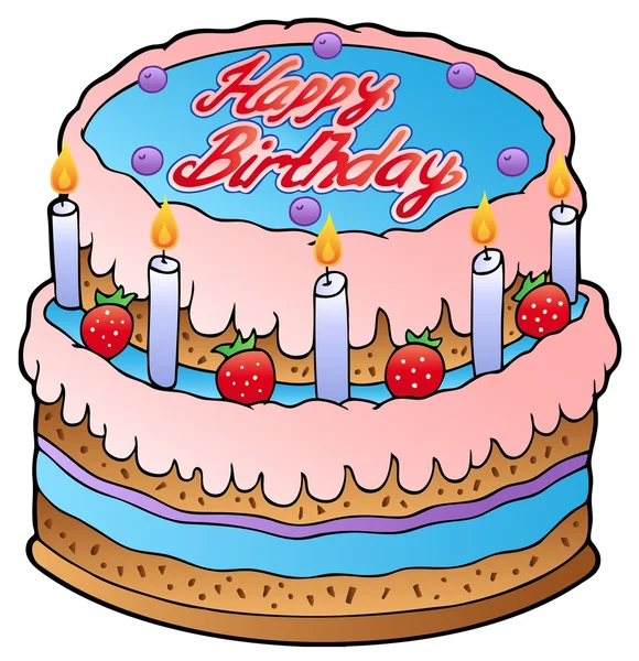Gâteau d'anniversaire aux fraises — Image vectorielle