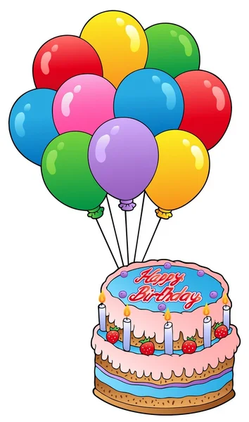 Tema cumpleaños con pastel 2 — Vector de stock