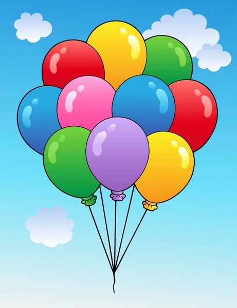 Cielo azul con globos de dibujos animados 1 — Vector de stock