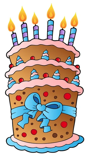 Cartoon cake with big ribbon — Stock Vector