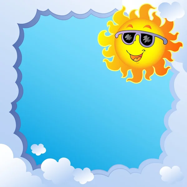 Cloudy frame with Sun 1 — Stock Vector