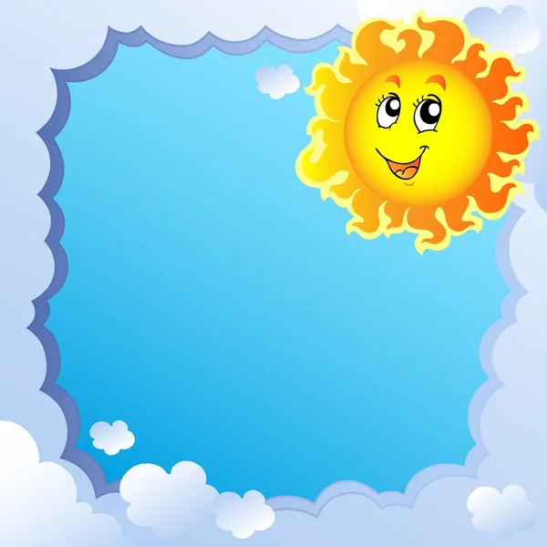 Güneş 2 ile bulutlu çerçeve — Stok Vektör