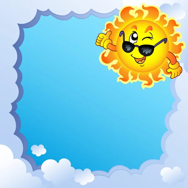 Cloudy frame with Sun 3 — Stock Vector