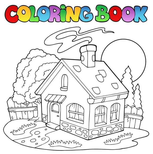 Coloring book with small house — Stock Vector