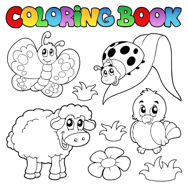 Kleurboek met lente dieren — Stockvector
