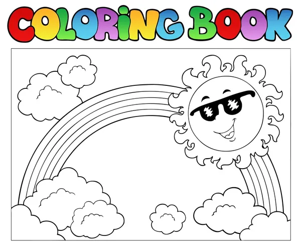 图画书与太阳和彩虹 — 图库矢量图片