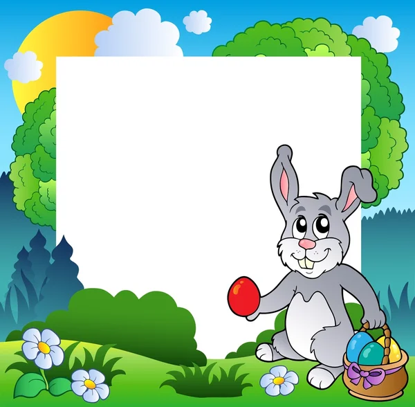 Easter frame with bunny and eggs — Stock Vector