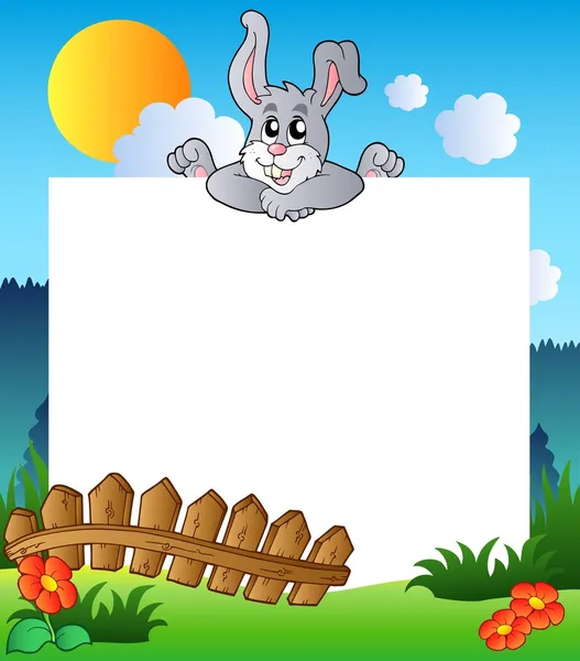 复活节帧与潜伏着的兔子 — 图库矢量图片