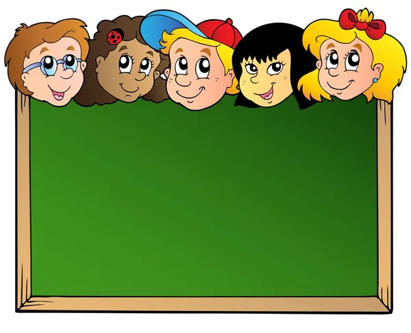School board with children faces — Stock Vector