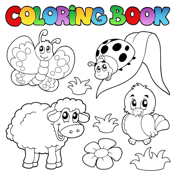 Coloring book with spring animals — Stock Vector