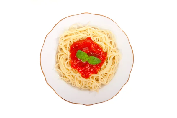 Spaghetti med sås — Stockfoto