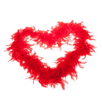 Red feathers-boas, heart shape clipart