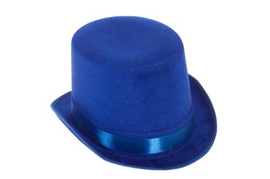 mavi şapka claque, beyaz arka plan resmi