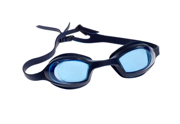 Üzerinde Beyaz Izole Mavi Yüzme Gözlüğü — Stok fotoğraf