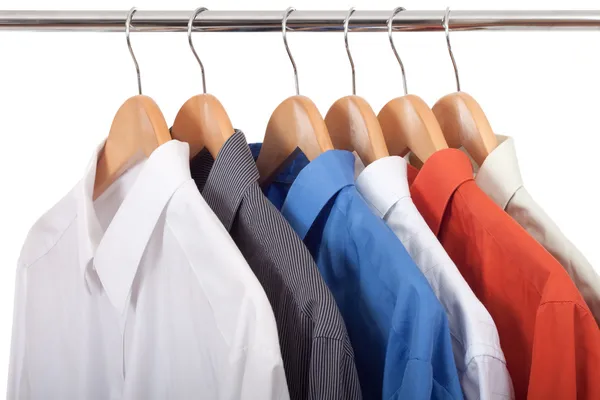 Clothes Hanger Shirts Isolated White — Stock Photo, Image