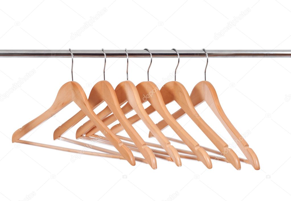 Wooden Clothes Hangers isolated on the white