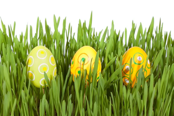 Barevné Velikonoční Vajíčka Bílém Pozadí — Stock fotografie