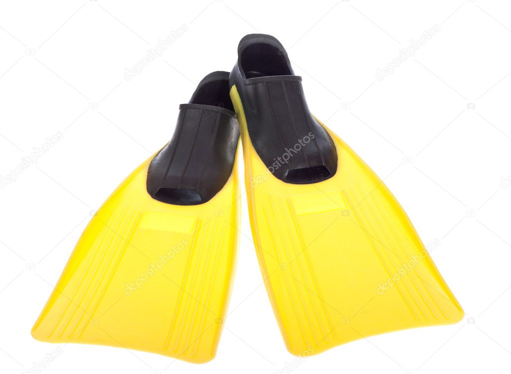Yellow Flippers isolated on the white background