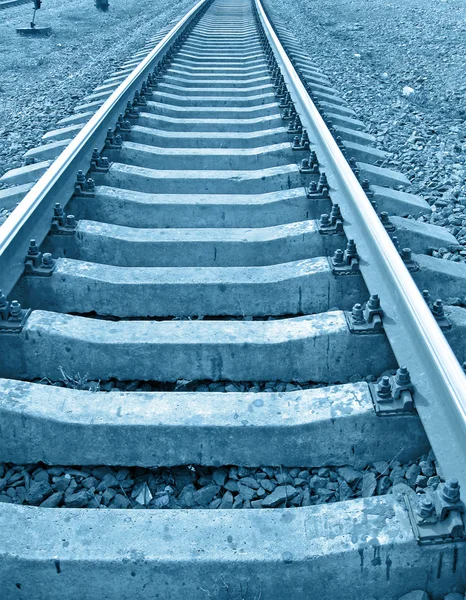 Μπλε μεταλλικό σιδηροδρομική μεταφορά έννοια — Φωτογραφία Αρχείου