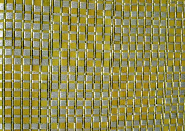 Yellow square background texture closeup, textiled cloth — Stock Photo, Image