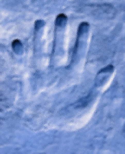 Αφηρημένη handprint κάτω από το μπλε νερό, έννοια — Φωτογραφία Αρχείου
