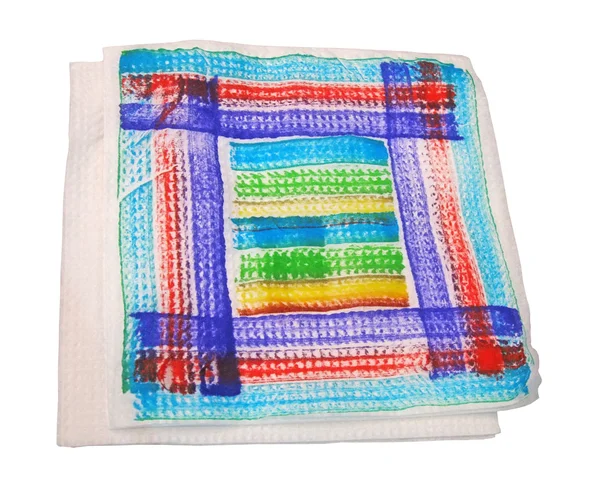 Цветные салфетки изолированы, разнообразие тканей — стоковое фото