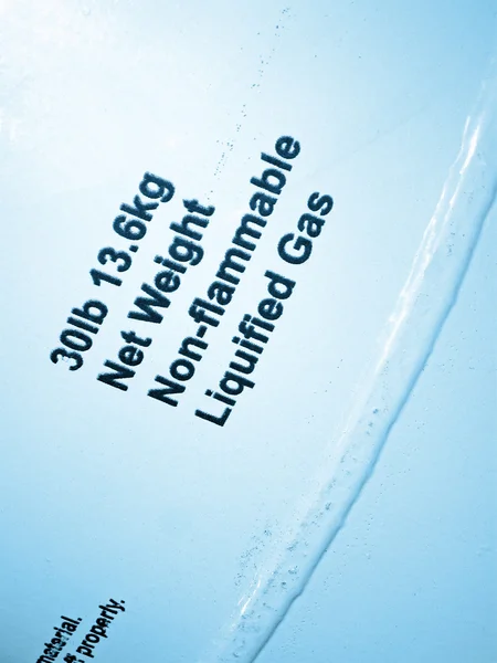 Closeup blue container information details. — Stock Photo, Image
