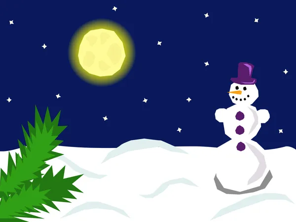 Boneco de neve nocturno — Vetor de Stock