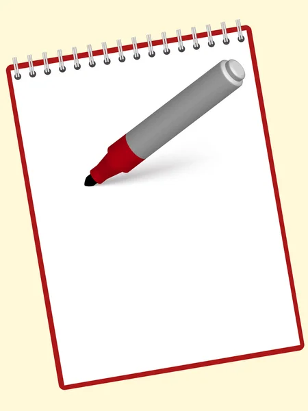 Ein Leeres Notizbuch Und Eine Rote Markierungsvektorillustration — Stockvektor