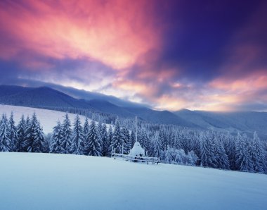 Winter landscape in mountains clipart