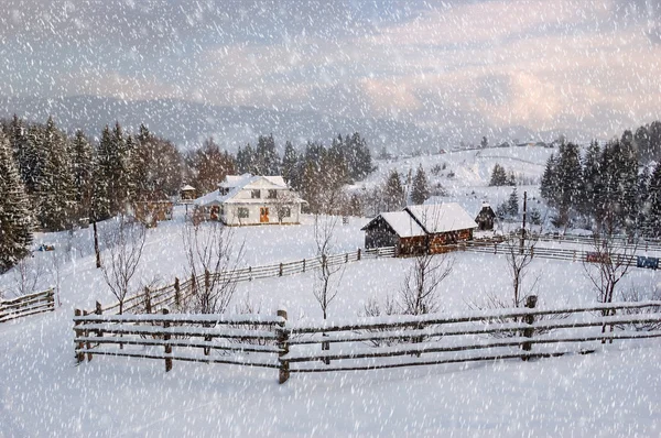 Zimní krajina v horách — Stock fotografie