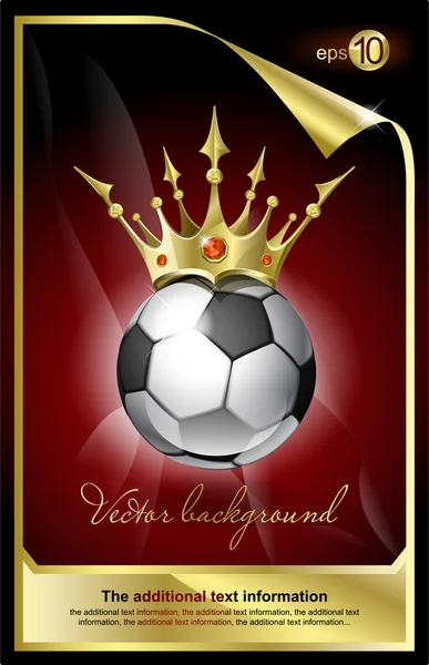 金の王冠を持つサッカー — ストックベクタ
